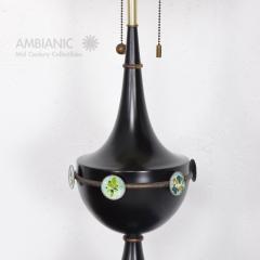 Arturo Pani Mid Century Mexican Modernist Table Lamp with Enamel Decorations - 351620