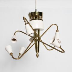 Arturo Pani Modern Mexican Chandelier Brass Ceramic Spectacular Flair Arturo Pani 1970s - 1680225