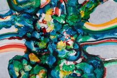 Artwork by E Hennekens Organic Painting on Steel Panel Abstract Art 1970s - 3396180