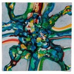 Artwork by E Hennekens Organic Painting on Steel Panel Abstract Art 1970s - 3396211