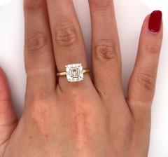 As Grown 4 01 Carat Asscher Cut Lab Grown Diamond Solitaire 14k Gold Ring - 3601501