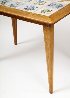 Ash and Painted Tile Table France c 1960 - 3242662