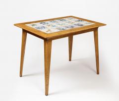 Ash and Painted Tile Table France c 1960 - 3242669