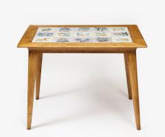 Ash and Painted Tile Table France c 1960 - 3242670