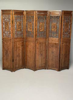 Asian 19th Century Folding Screen Room Divider Rosewood Teak Six Panel - 3446549