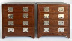Asian 4 Drawer Chest of Drawers Night Stands Nickel Plated Hardware Pair - 4330415
