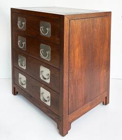 Asian 4 Drawer Chest of Drawers Night Stands Nickel Plated Hardware Pair - 4330460