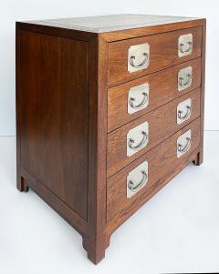 Asian 4 Drawer Chest of Drawers Night Stands Nickel Plated Hardware Pair - 4330473
