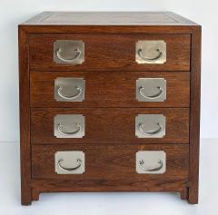Asian 4 Drawer Chest of Drawers Night Stands Nickel Plated Hardware Pair - 4330478