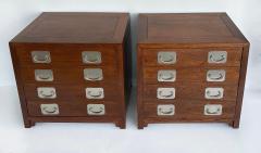 Asian 4 Drawer Chest of Drawers Night Stands Nickel Plated Hardware Pair - 4330479