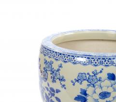 Asian Blue and White Porcelain Planter Fish Bowl Late 20th Century - 4822662