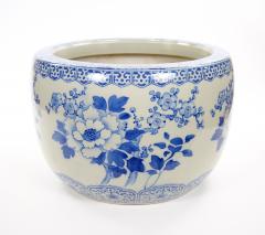 Asian Blue and White Porcelain Planter Fish Bowl Late 20th Century - 4822669