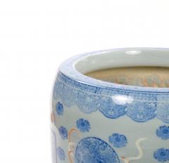 Asian Blue and White Porcelain Planter or Fish Bowl Late 20th Century - 4822641