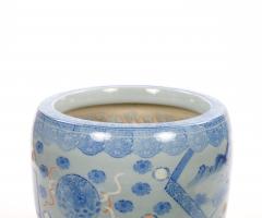 Asian Blue and White Porcelain Planter or Fish Bowl Late 20th Century - 4822643