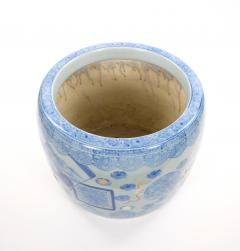 Asian Blue and White Porcelain Planter or Fish Bowl Late 20th Century - 4822649