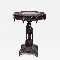 Asian Burmese Rosewood End Table - 4693228