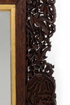 Asian Burmese Style Teak Filigree Wall Mirror - 4658567