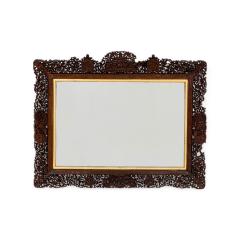 Asian Burmese Style Teak Filigree Wall Mirror - 4710695