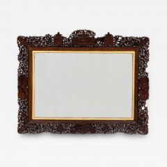 Asian Burmese Style Teak Filigree Wall Mirror - 4710716