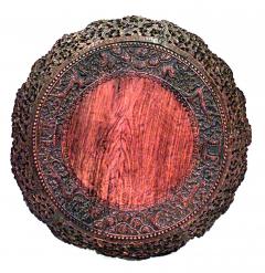 Asian Burmese Walnut End Table - 4639756