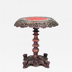 Asian Burmese Walnut End Table - 4693227