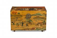 Asian Chinese Box Hand Painted with Depiction of a Village Gathering - 4408010
