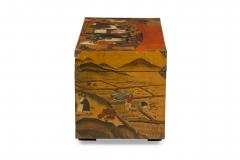 Asian Chinese Box Hand Painted with Depiction of a Village Gathering - 4408011