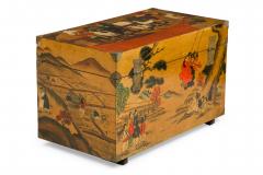 Asian Chinese Box Hand Painted with Depiction of a Village Gathering - 4408012