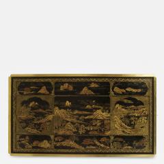 Asian Chinese Style Lacquered Chinoiserie Celadon and Giltwood Coffee Table - 2799421