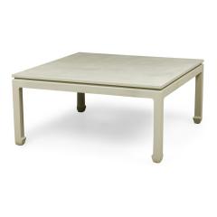 Asian Contemporary Ming Dynasty Style Sage Colored Raffia Wrapped Coffee Table - 4700884