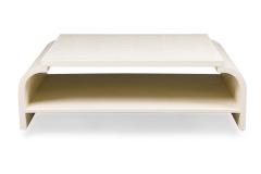 Asian Contemporary Style Off White Raffia Wrapped Curved Coffee Table - 4639450