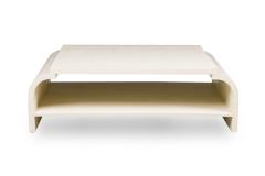 Asian Contemporary Style Off White Raffia Wrapped Curved Coffee Table - 4639453