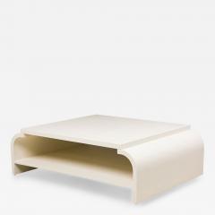 Asian Contemporary Style Off White Raffia Wrapped Curved Coffee Table - 4692992