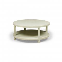 Asian Contemporary Style Sage Colored Raffia Wrapped Round Coffee Table - 4700392