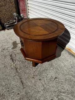 Asian Inspired Walnut Hexagon Shaped Cabinet with Round Top - 4453300