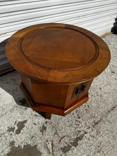 Asian Inspired Walnut Hexagon Shaped Cabinet with Round Top - 4453302