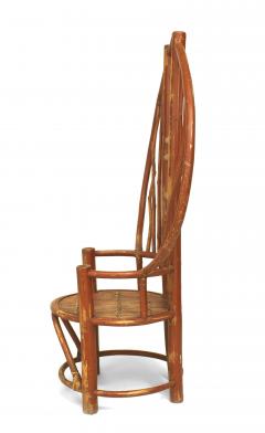 Asian bamboo fan back throne chair - 691043