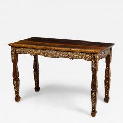 Asian rosewood and pearl inlaid rectangular center davenport table - 4700358