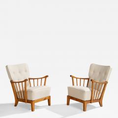 Asko Lounge Chairs with Birch and Fabric Finland 1940s - 4770649