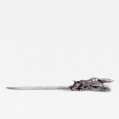 Asprey English Sterling Silver Letter Opener with Hunted Fox - 3987568