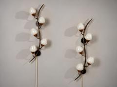 Astra Monumental Floral Sconces Copper Brass Glass Norway 1940s - 4790654