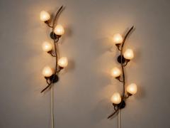 Astra Monumental Floral Sconces Copper Brass Glass Norway 1940s - 4790658