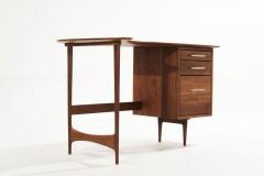 Asymmetric Scandinavian Modern Walnut Desk C 1950s - 2752395