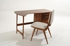 Asymmetric Scandinavian Modern Walnut Desk C 1950s - 2752398