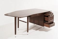 Asymmetric Walnut Desk w Nickel Accents C 1950s - 2619616