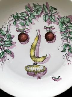 Atelier Fornasetti Five Ceramic Plate with Vegetable Face Fornasetti - 2272405