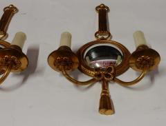 Atelier Petitot 1950 1970 Pair of Sconces in Gilted Bronze with Convex Mirror Petitot Signed - 2323292