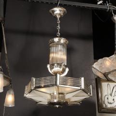 Atelier Petitot Art Deco Chandelier in Satin Nickel Transparent Glass Rods by Atelier Petitot - 3040069