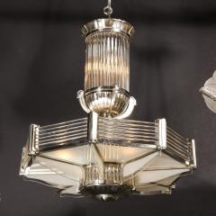 Atelier Petitot Art Deco Chandelier in Satin Nickel Transparent Glass Rods by Atelier Petitot - 3040071