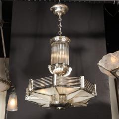 Atelier Petitot Art Deco Chandelier in Satin Nickel Transparent Glass Rods by Atelier Petitot - 3040073